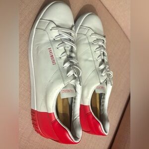 Bikkembergs White Leather Sneakers with Red Heel